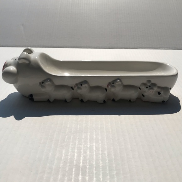 Ron Gordon Designs Ceramic Pig With Litter Cracker/Cookie Dish 10.5” - Picture 7 of 9